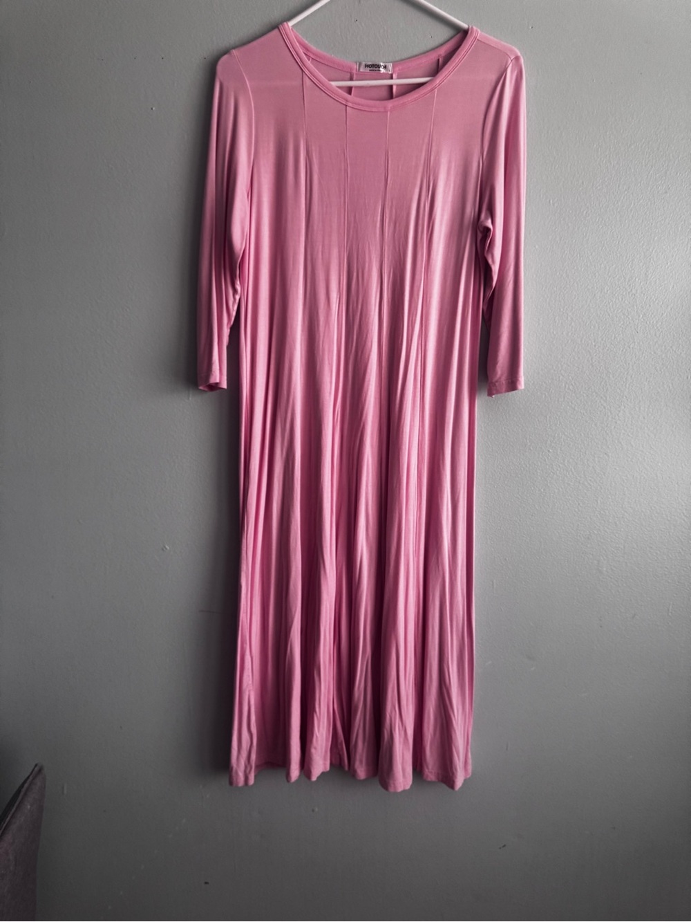 Soft Pink Women’s Midi Dress - Relaxed Fit